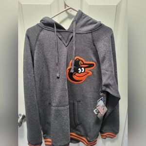 Stitches Cooperstown Baltimore Orioles Embroidered Hoodie Gray Orange Medium NWT